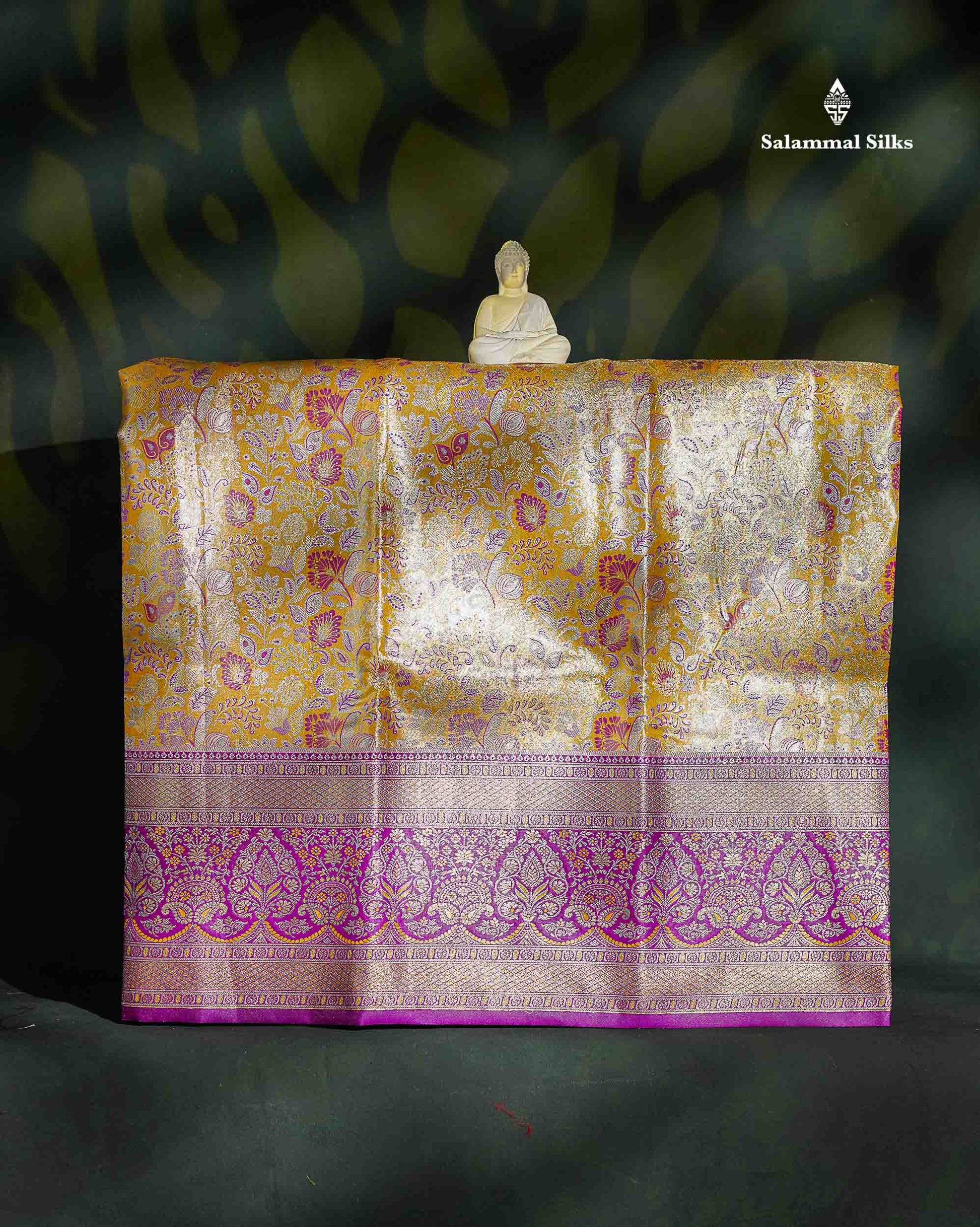 Semi Silk Pattu Pavadai - Sandal Tissue With Contrast Vadamalli Blouse | 9+ Years