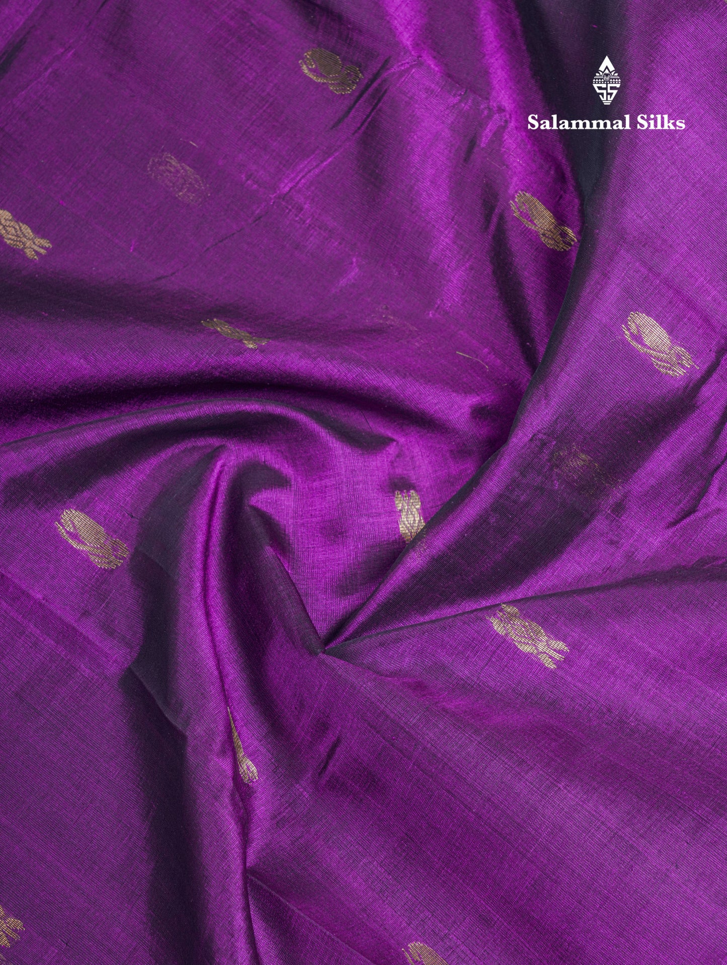 Dark Purple Pure Silk Cotton Saree With Contrast Parrot Green Blouse