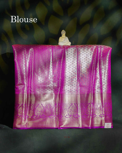 Semi Silk Pattu Pavadai - Sandal Tissue With Contrast Vadamalli Blouse | 9+ Years