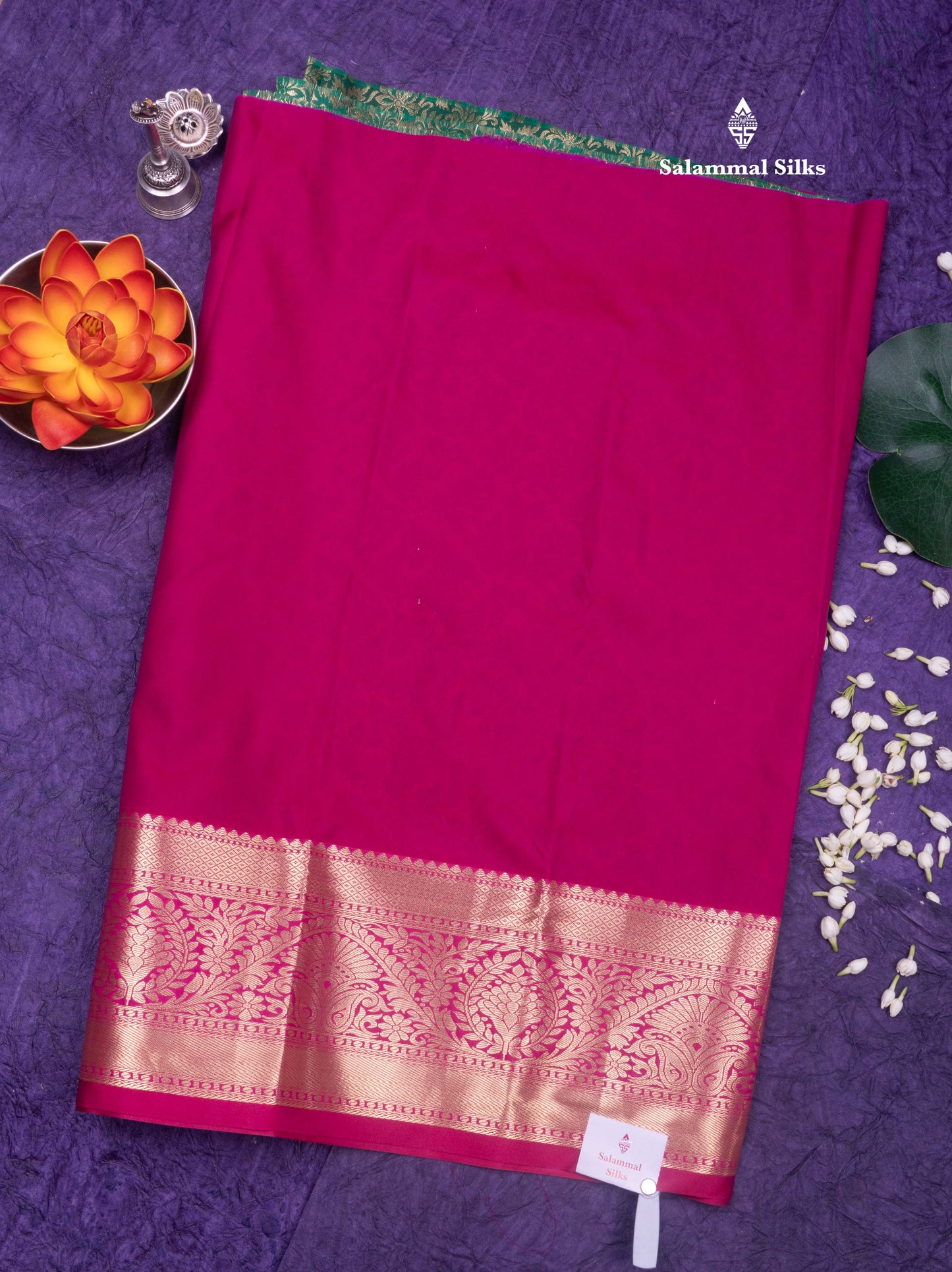 Semi Silk Pattu Pavadai (Bottle Green)with Pink colour Blouse 27"