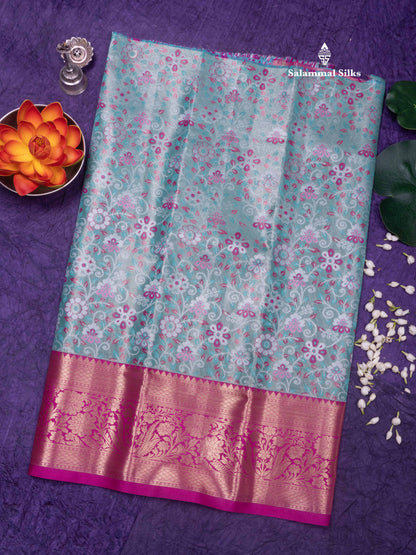 Semi Silk Pattu Pavadai (Rexona Green) with Pink colour Blouse 27"
