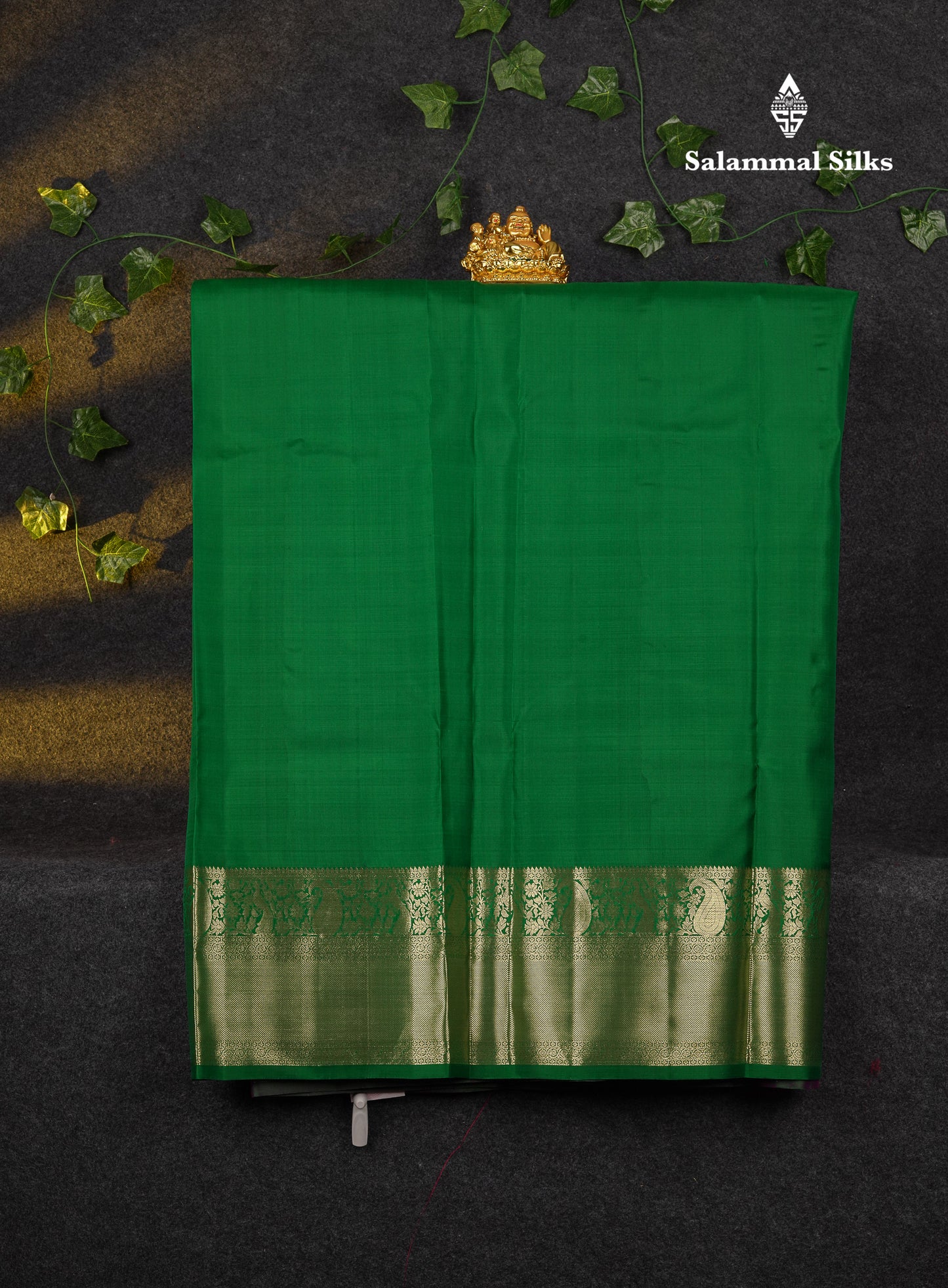 Beautiful Pure Silk Pattu Pavadai (Dark Purple) With Contrast Green Blouse 45"
