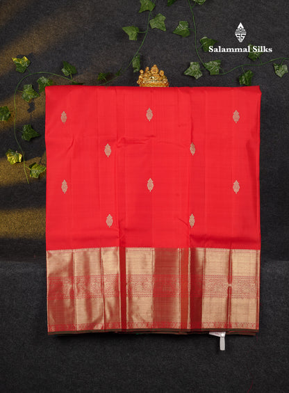 Beautiful Pure Silk Pattu Pavadai (Chilly Red) With Contrast Bottle Green Blouse 45"
