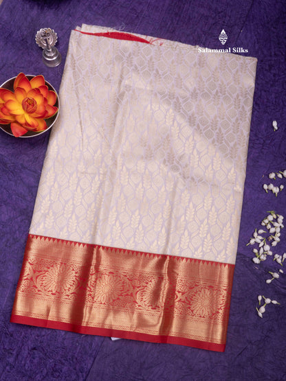 Semi Silk Pattu Pavadai (Half White) with Red colour Blouse 27"