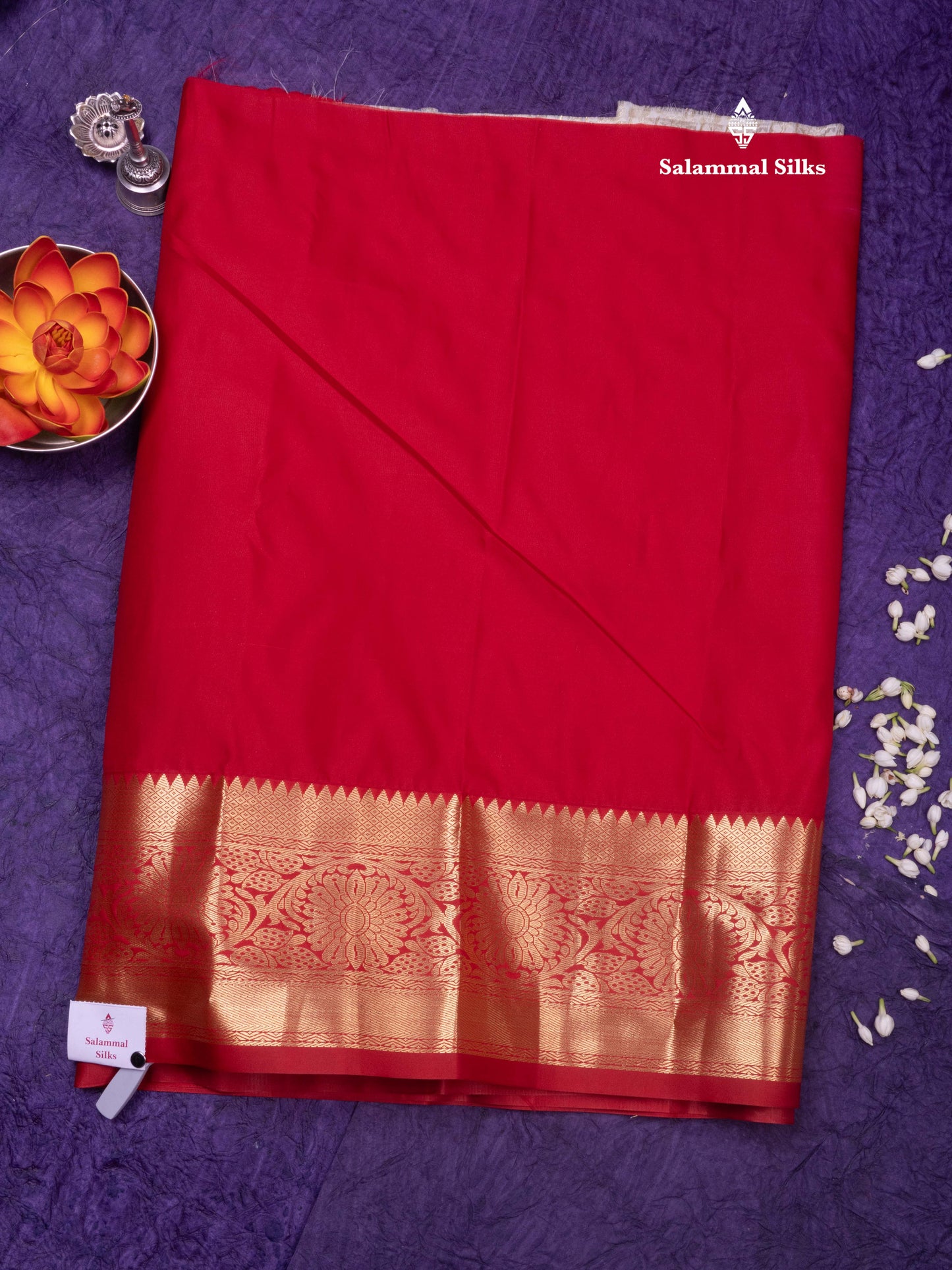 Semi Silk Pattu Pavadai (Half White) with Red colour Blouse 27"