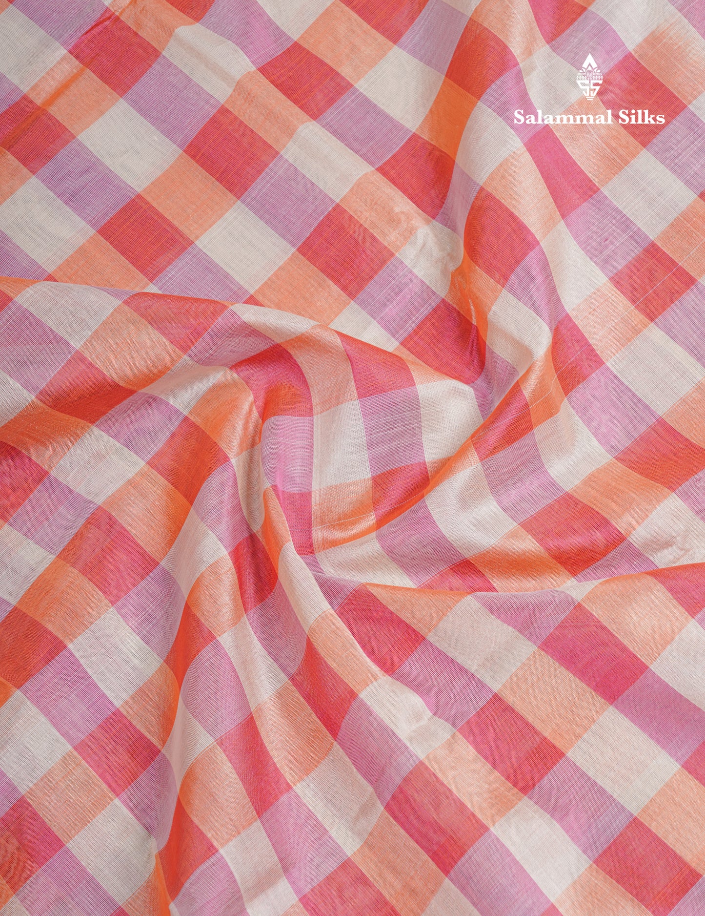 Beautiful Paalum Pazham Checks Handloom Pure Silk Cotton Saree With Contrast Beige Blouse