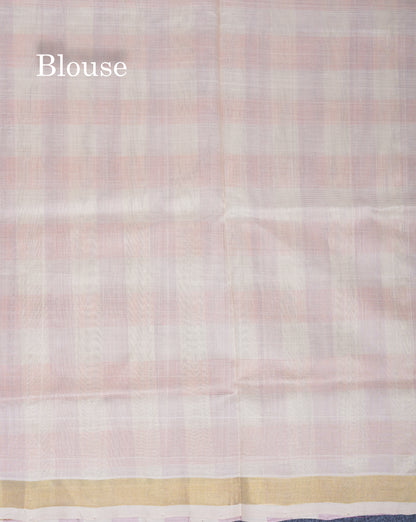 Beautiful Paalum Pazham Checks Handloom Pure Silk Cotton Saree With Contrast Beige Blouse