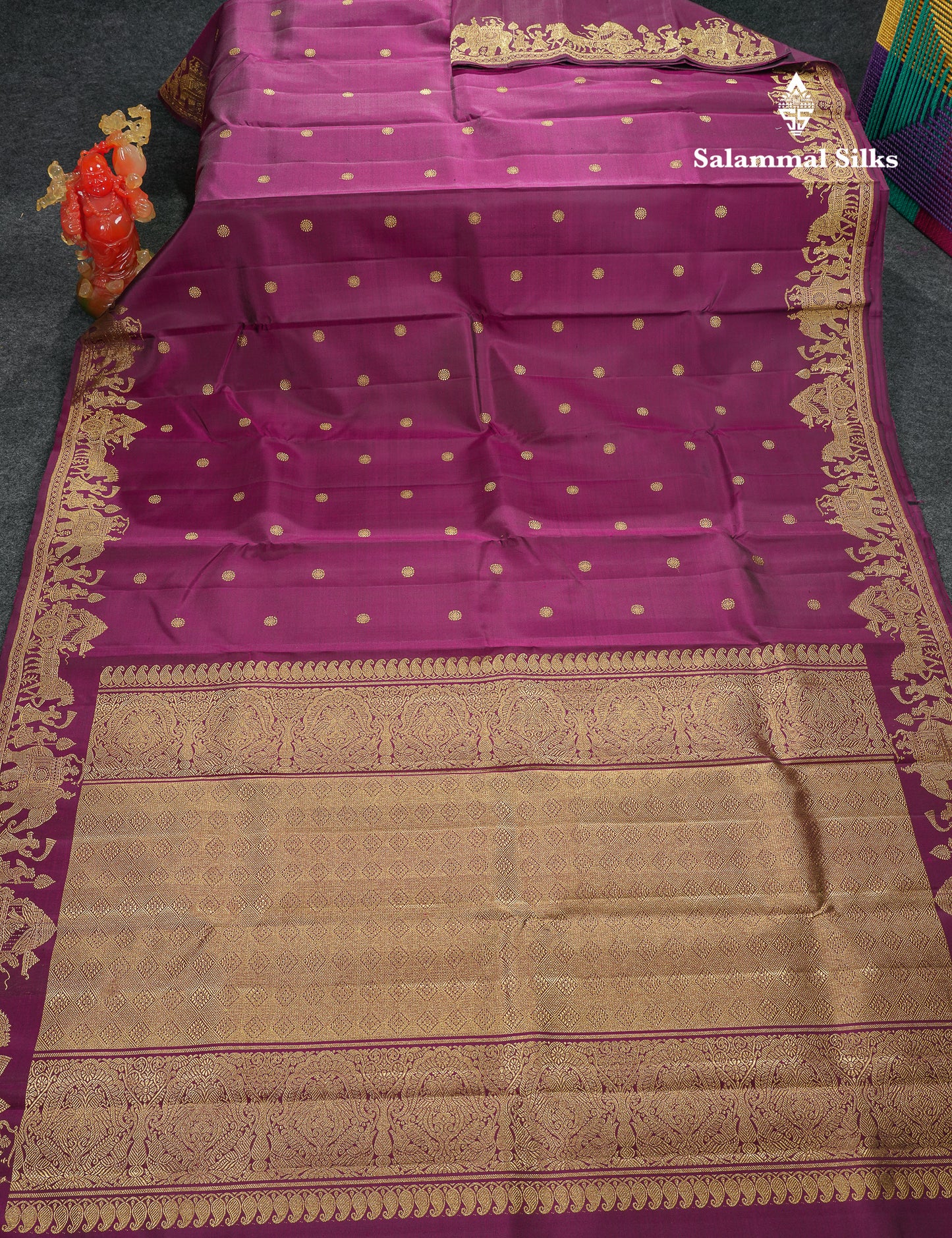 Beautiful Magenta Pure Kanjivaram Silk Saree With Fancy Border