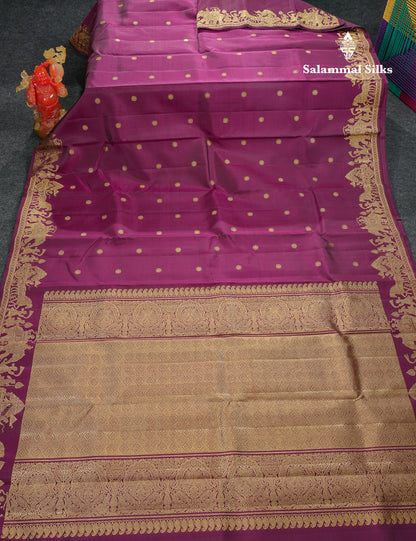 Beautiful Magenta Pure Kanjivaram Silk Saree With Fancy Border