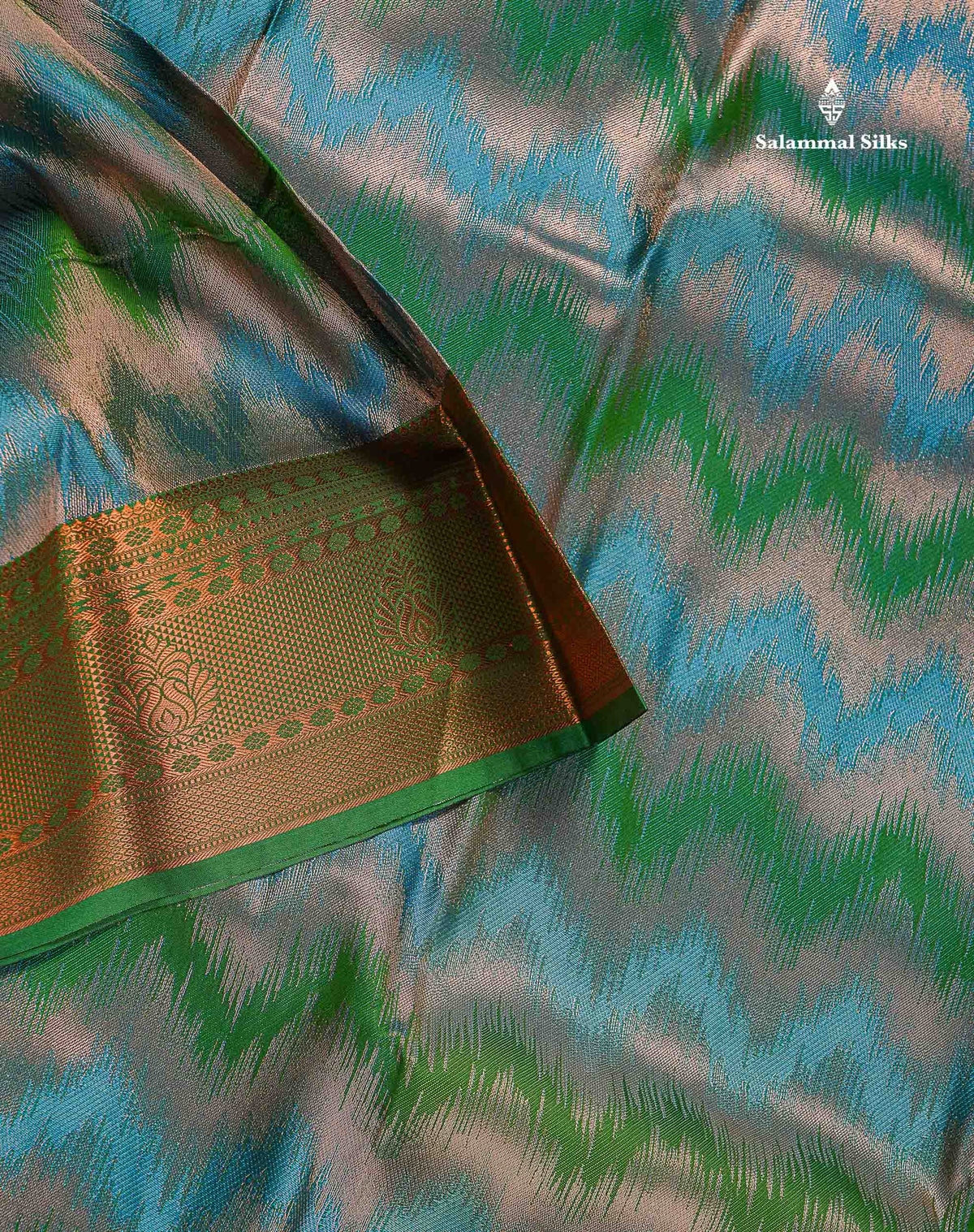 Semi Silk Saree - MultiColour Body Zig Zag Design With Traditional Border
