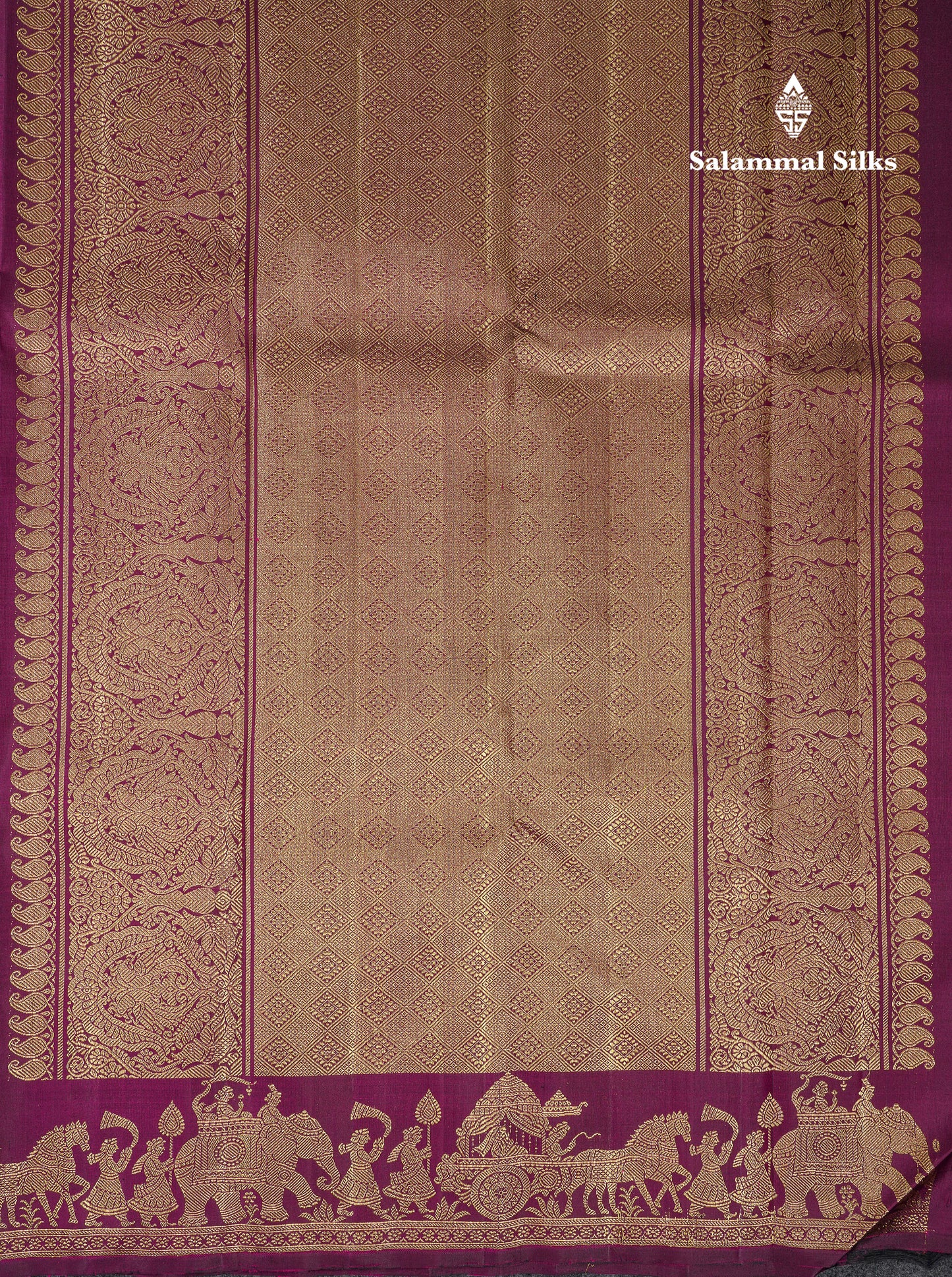 Beautiful Magenta Pure Kanjivaram Silk Saree With Fancy Border