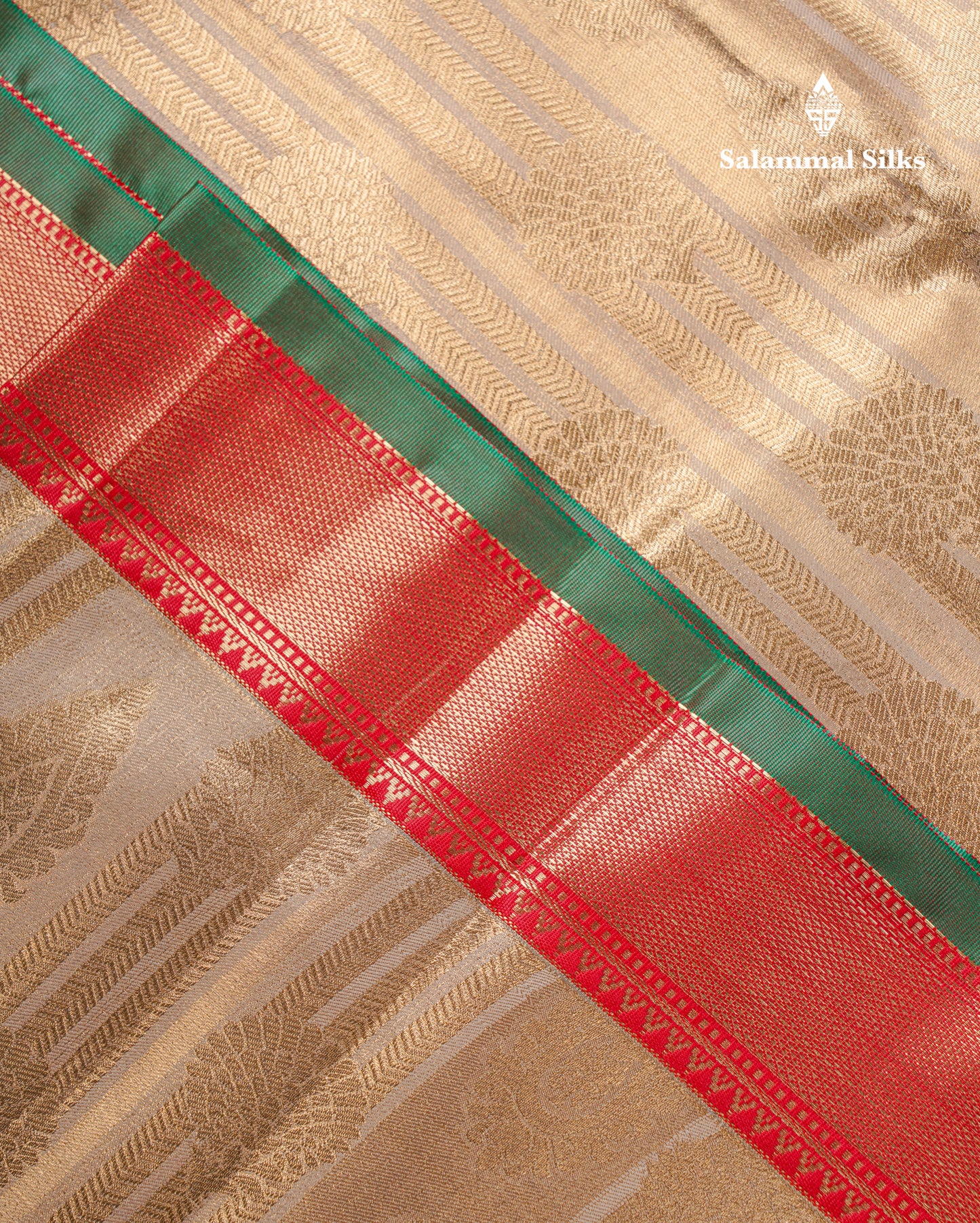 Beautiful Dark Sandal Tissue Fancy Semi Silk Saree With Contrast Chilly Red Traditional Evening Morning Border