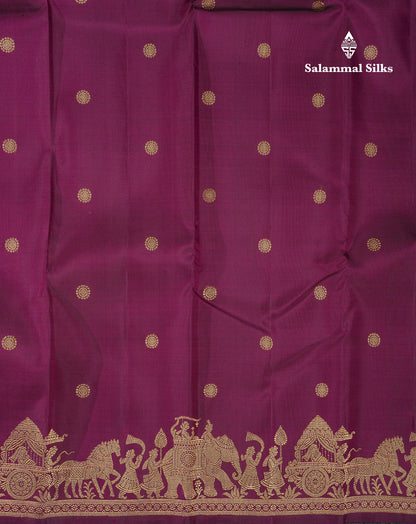 Beautiful Magenta Pure Kanjivaram Silk Saree With Fancy Border