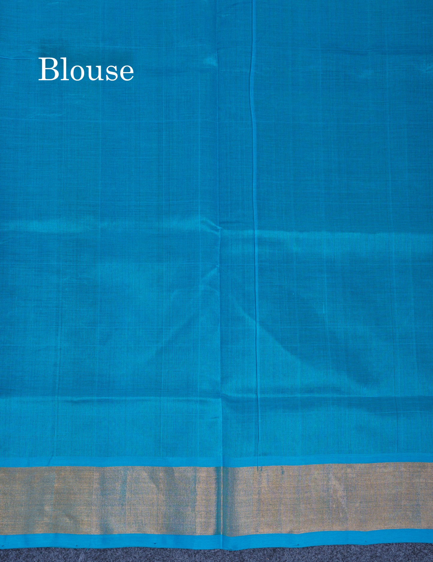 Bottle Green Pure Silk Cotton Saree With Contrast Sky Blue Blouse