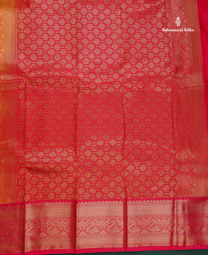 Semi Silk Saree - Mustard Yellow Colour Body With Contrast Red Border
