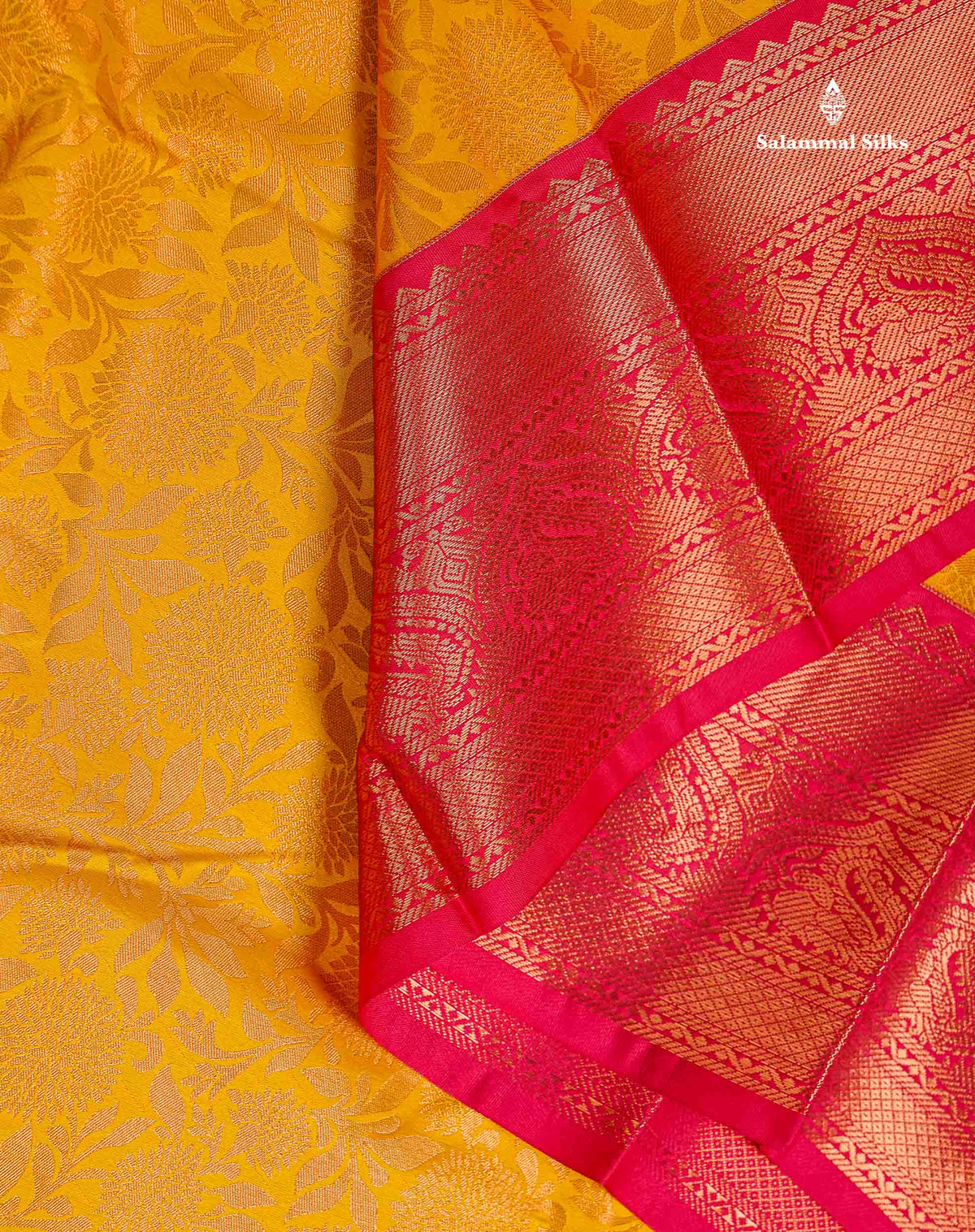 Semi Silk Saree - Mustard Yellow Colour Body With Contrast Red Border