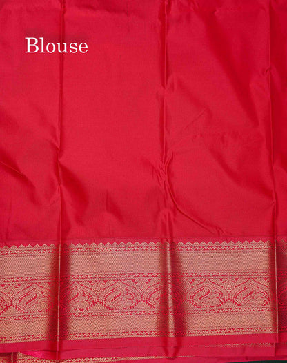 Semi Silk Saree - Mustard Yellow Colour Body With Contrast Red Border