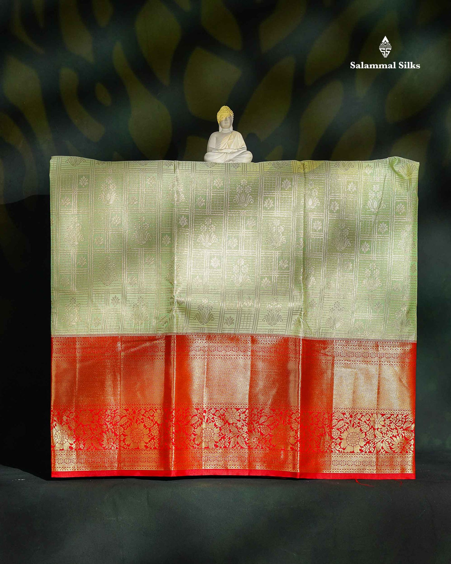 Semi Silk Pattu Pavadai - Light Pista Green With Chilly Red Blouse | 9+ Years 