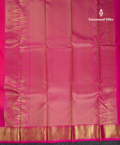Beautiful Dual Tone Pinkish Orange Bridal Pure Kanjivaram Silk Saree With Contrast Magenta Pink Traditional Evening Morning Border