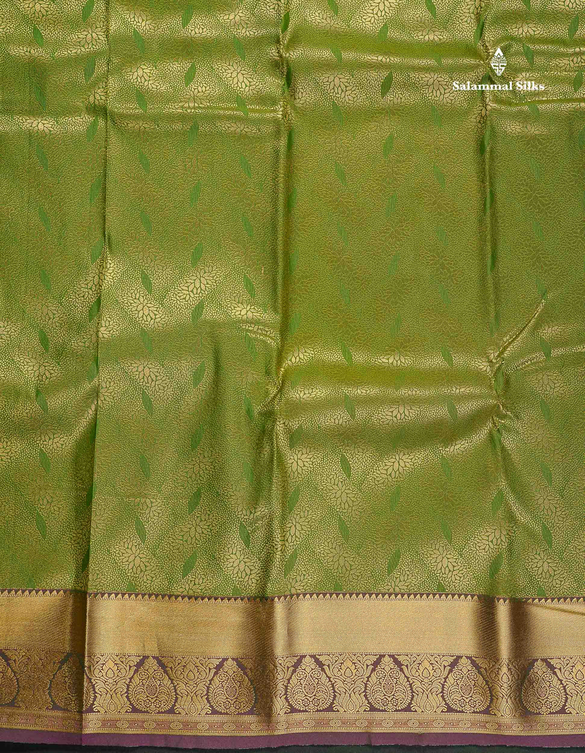 Semi Silk Saree - Olive Green Colour Body With Contrast Pink Blouse