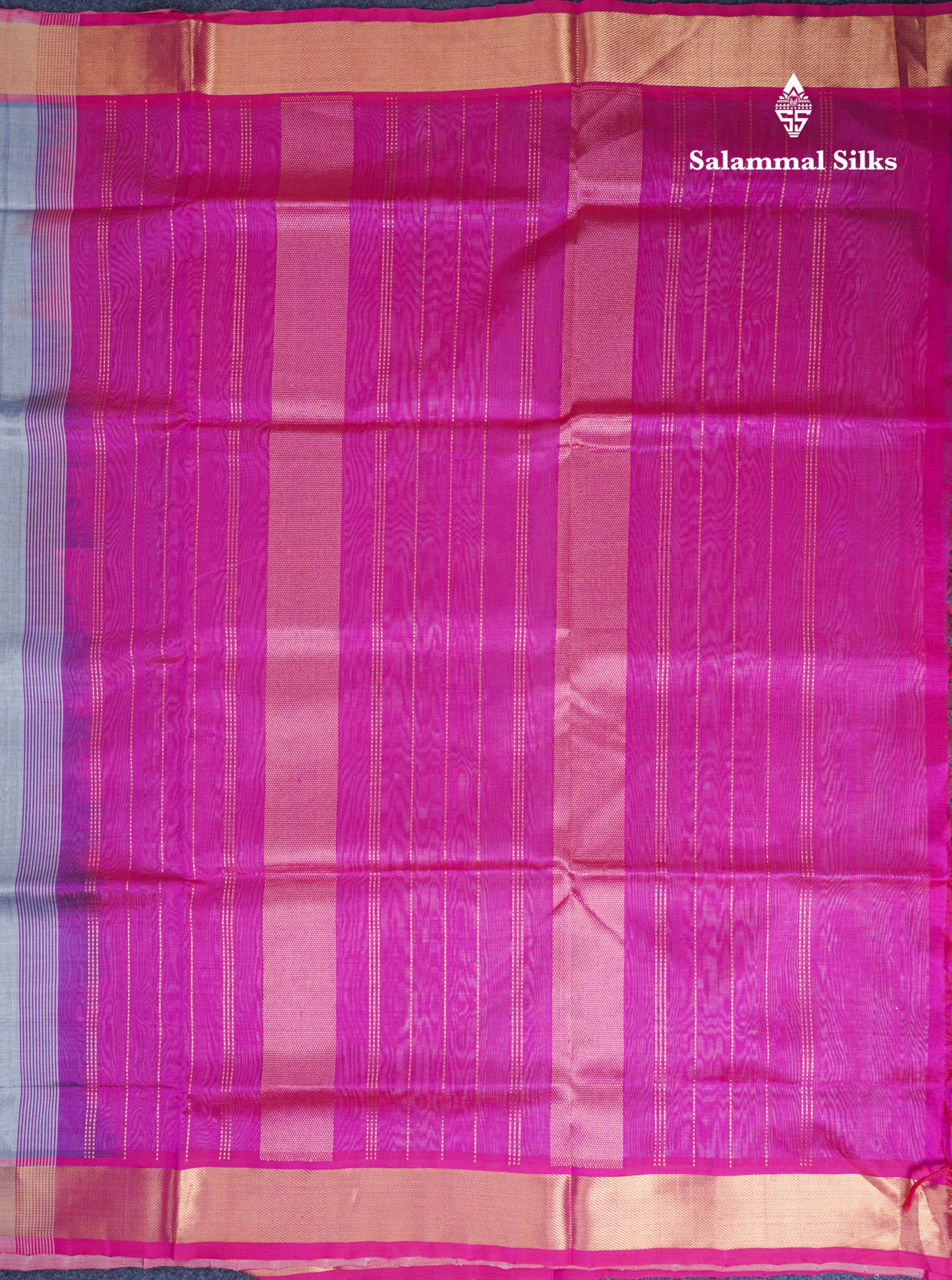 Light Gray Kanjivaram Pure Silk Cotton with Pink Blouse