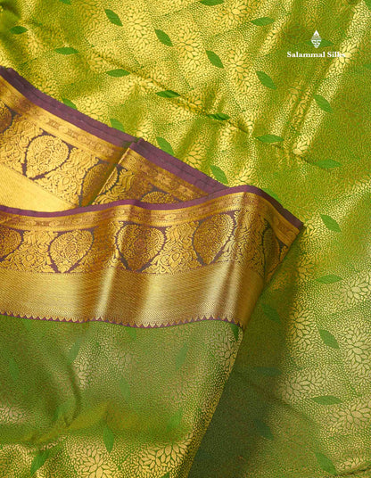 Semi Silk Saree - Olive Green Colour Body With Contrast Pink Blouse