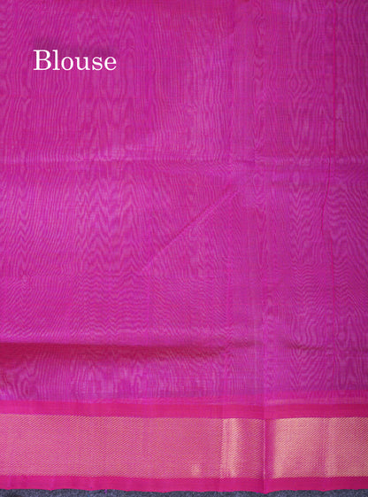 Light Gray Kanjivaram Pure Silk Cotton with Pink Blouse
