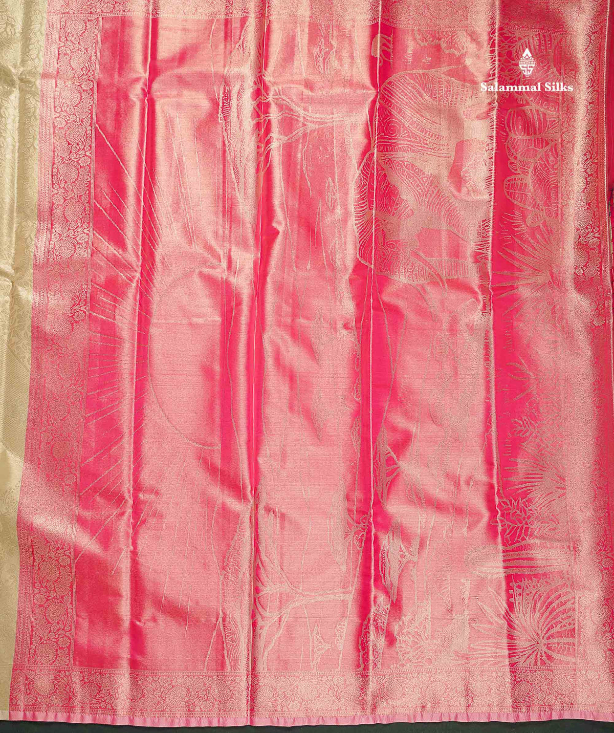 Fancy Tissue Semi Silk Saree - Beige Colour Body With Contrast Pink Blouse