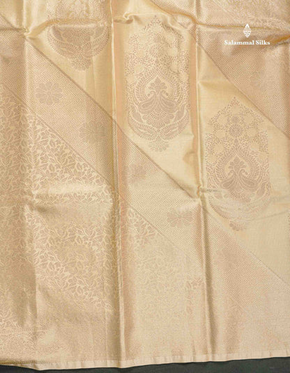 Fancy Tissue Semi Silk Saree - Beige Colour Body With Contrast Pink Blouse