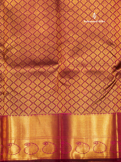 Kanjivaram Beautiful Magenta Pure Silk Saree With Gold Zari Border