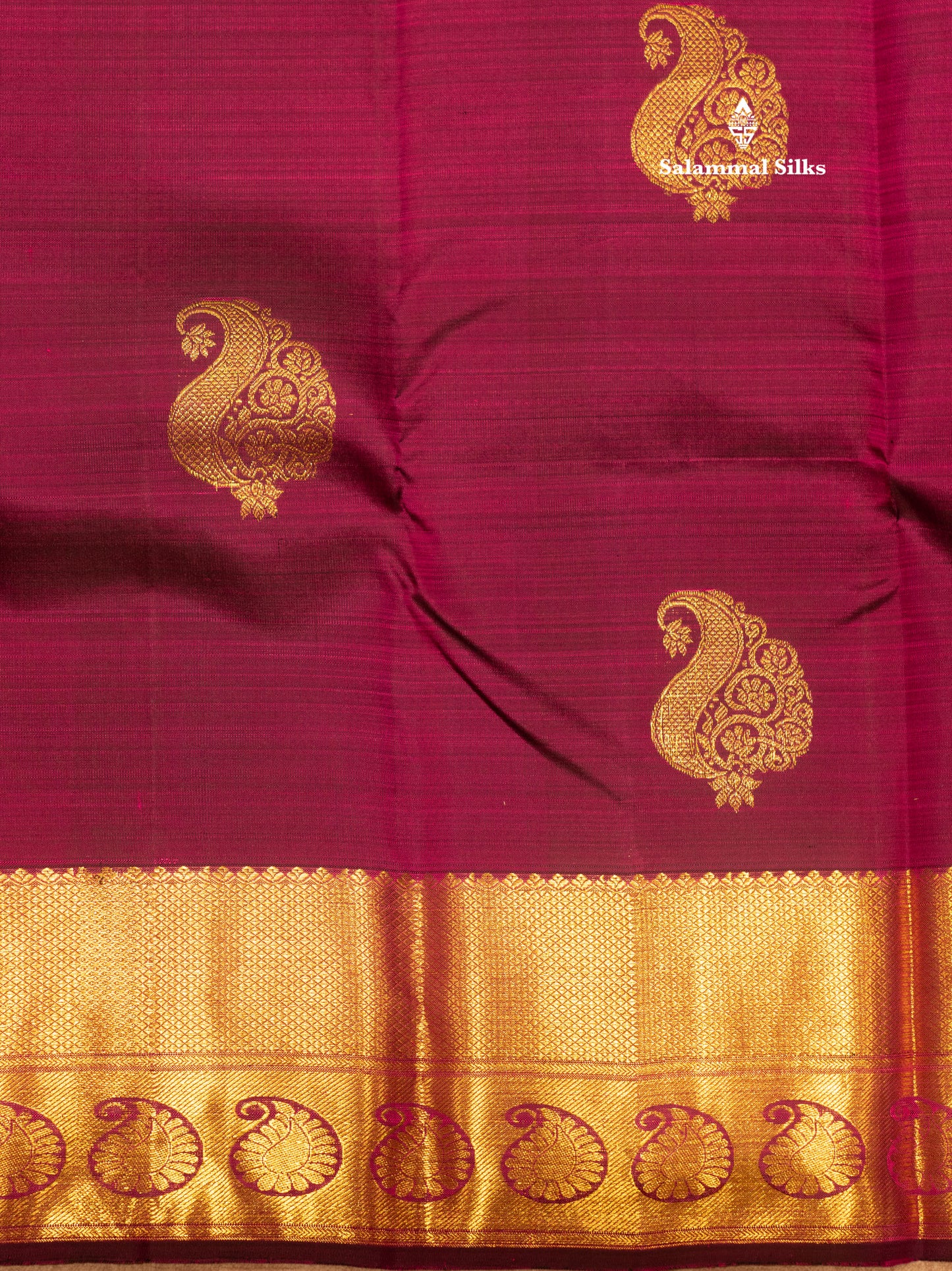 Kanjivaram Beautiful Magenta Pure Silk Saree With Gold Zari Border