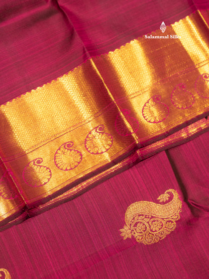 Kanjivaram Beautiful Magenta Pure Silk Saree With Gold Zari Border