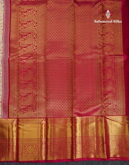 Beautiful Half White Menakari Work Bridal Pure Kanjivaram Silk Saree With Contrast Dark Maroon Traditional Evening Morning Border