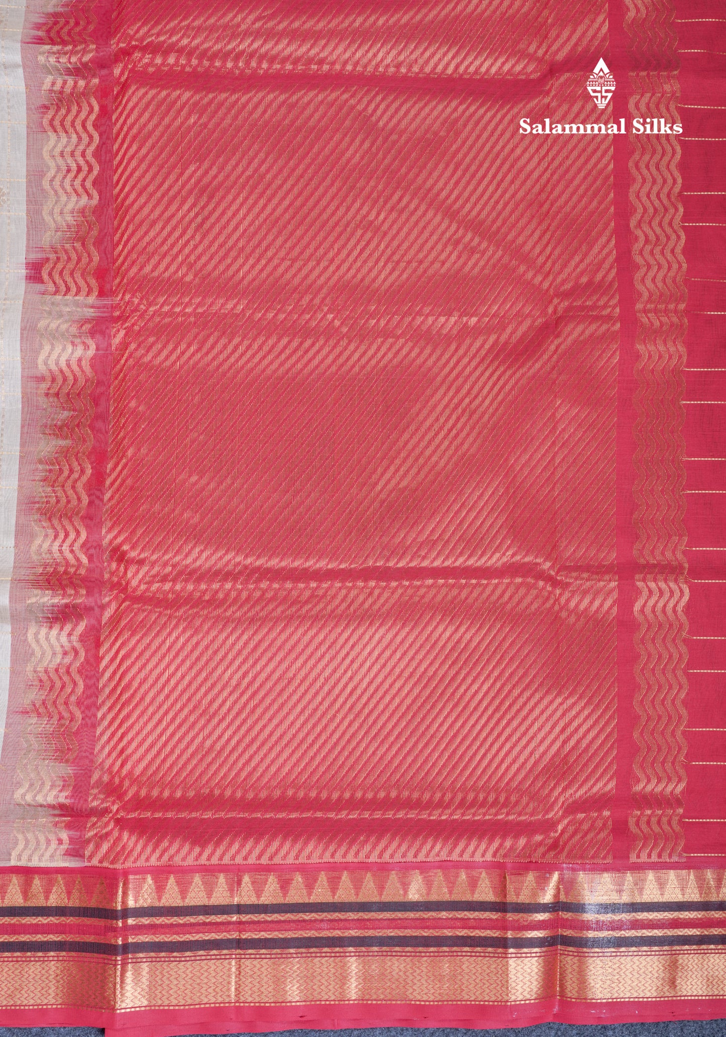 Cream Sandal Pure Silk Cotton Saree With Contrast Reddish Maroon Blouse