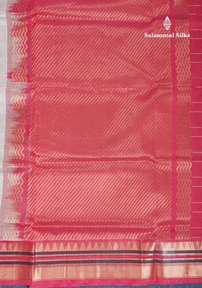 Cream Sandal Pure Silk Cotton Saree With Contrast Reddish Maroon Blouse