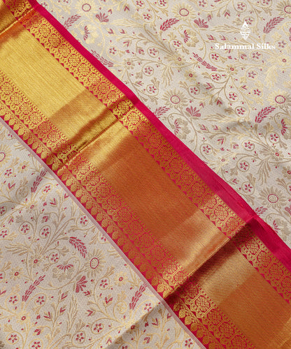 Beautiful Half White Menakari Work Bridal Pure Kanjivaram Silk Saree With Contrast Dark Maroon Traditional Evening Morning Border