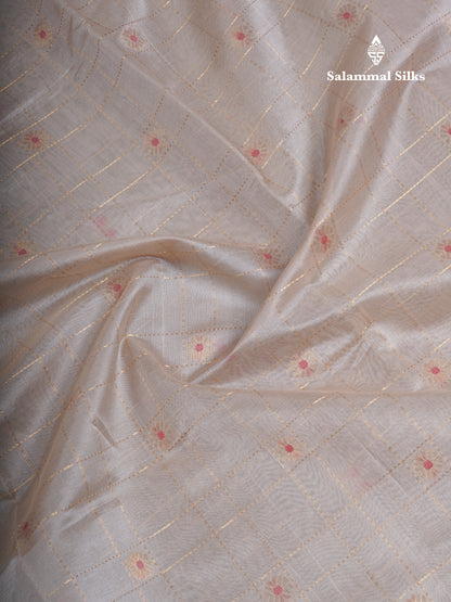 Cream Sandal Pure Silk Cotton Saree With Contrast Reddish Maroon Blouse