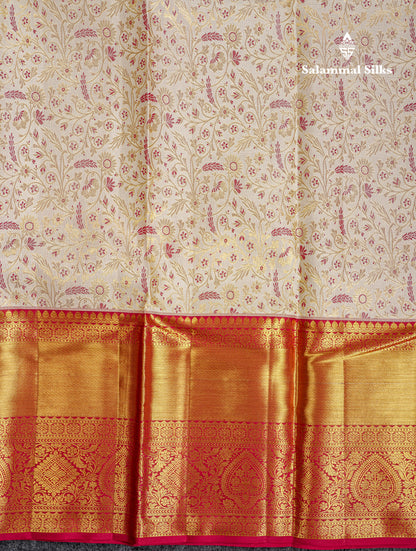 Beautiful Half White Menakari Work Bridal Pure Kanjivaram Silk Saree With Contrast Dark Maroon Traditional Evening Morning Border