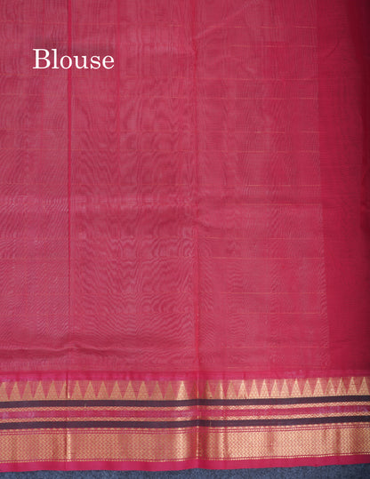 Cream Sandal Pure Silk Cotton Saree With Contrast Reddish Maroon Blouse