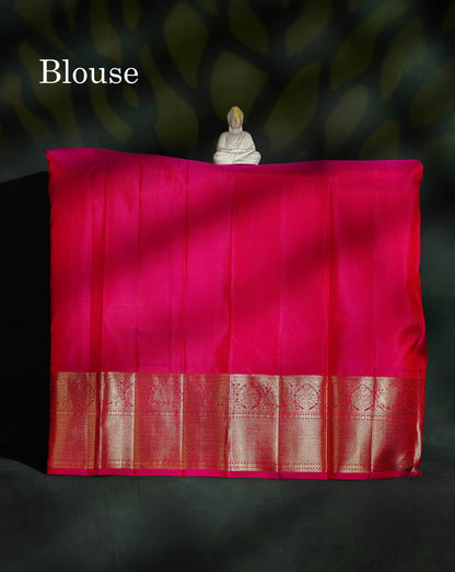 Pure Silk Pattu Pavadai - Yellow Checks With Butta & Redish Pink Blouse | 9+ Years