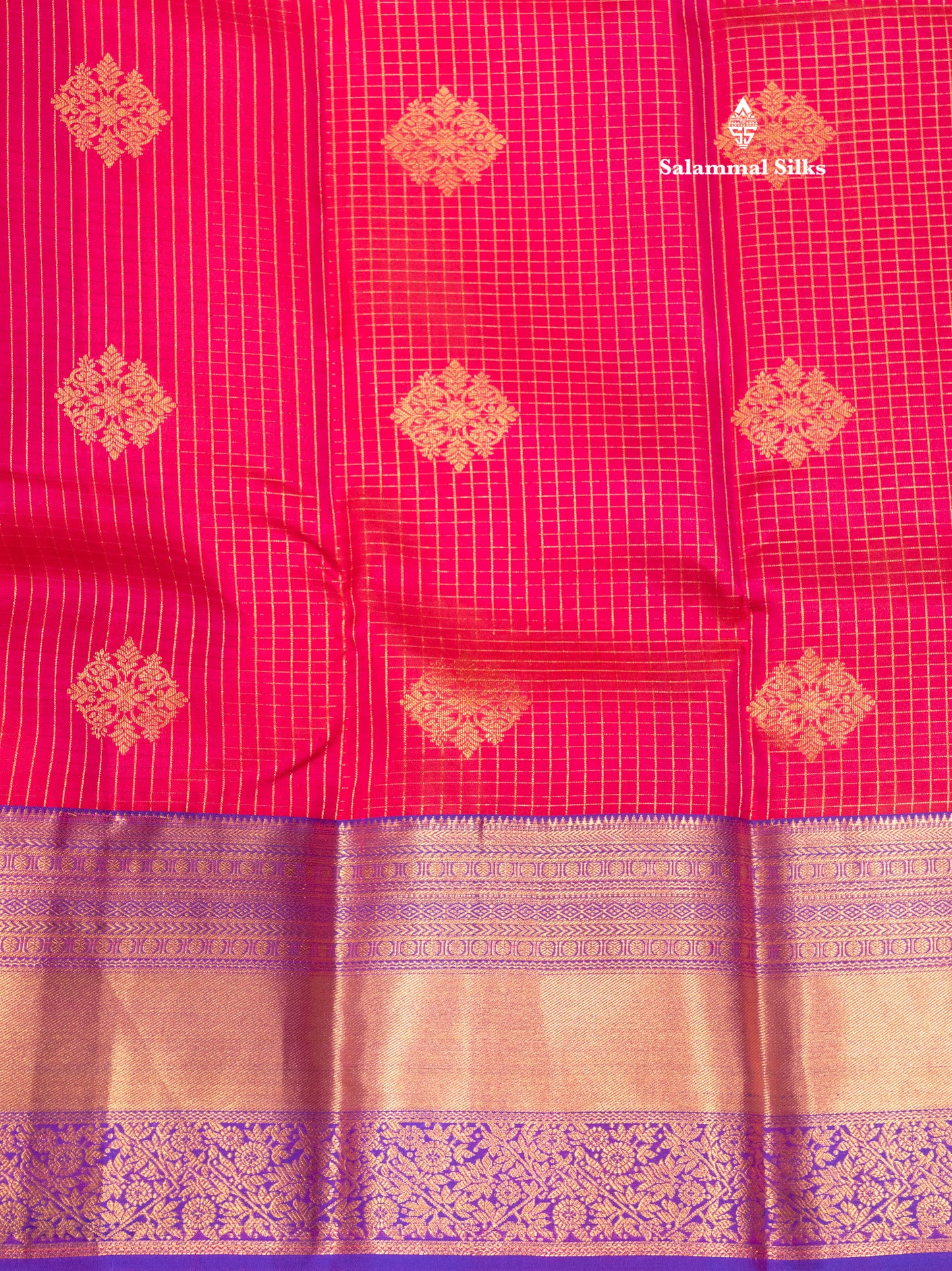 Kanjivaram Beautiful Reddish Pink Pure Silk Saree With Violet Border