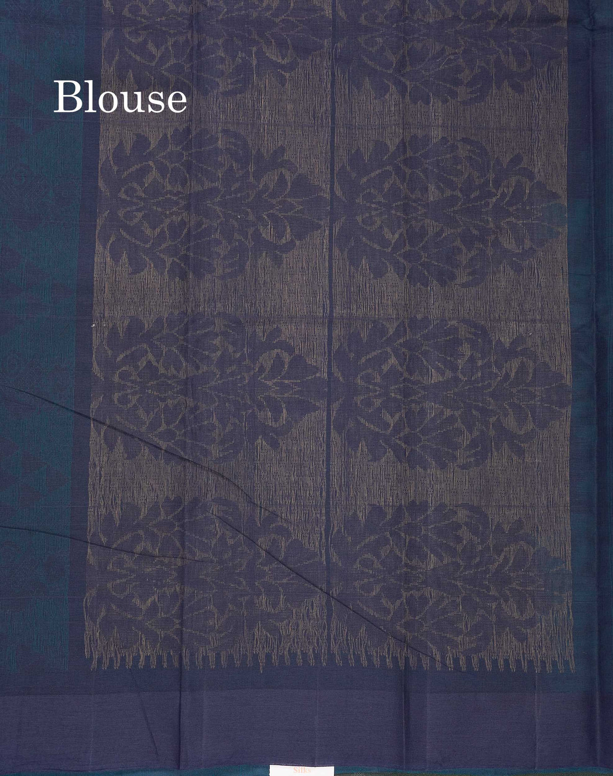 Handloom Pure Cotton Saree -  Dark Navy Blue Colour Body With Contrast Parrot Green Blouse