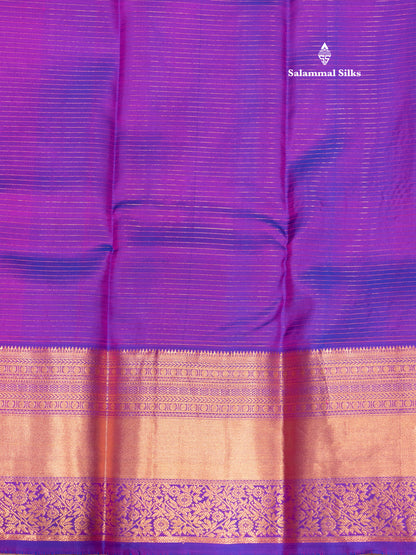 Kanjivaram Beautiful Reddish Pink Pure Silk Saree With Violet Border
