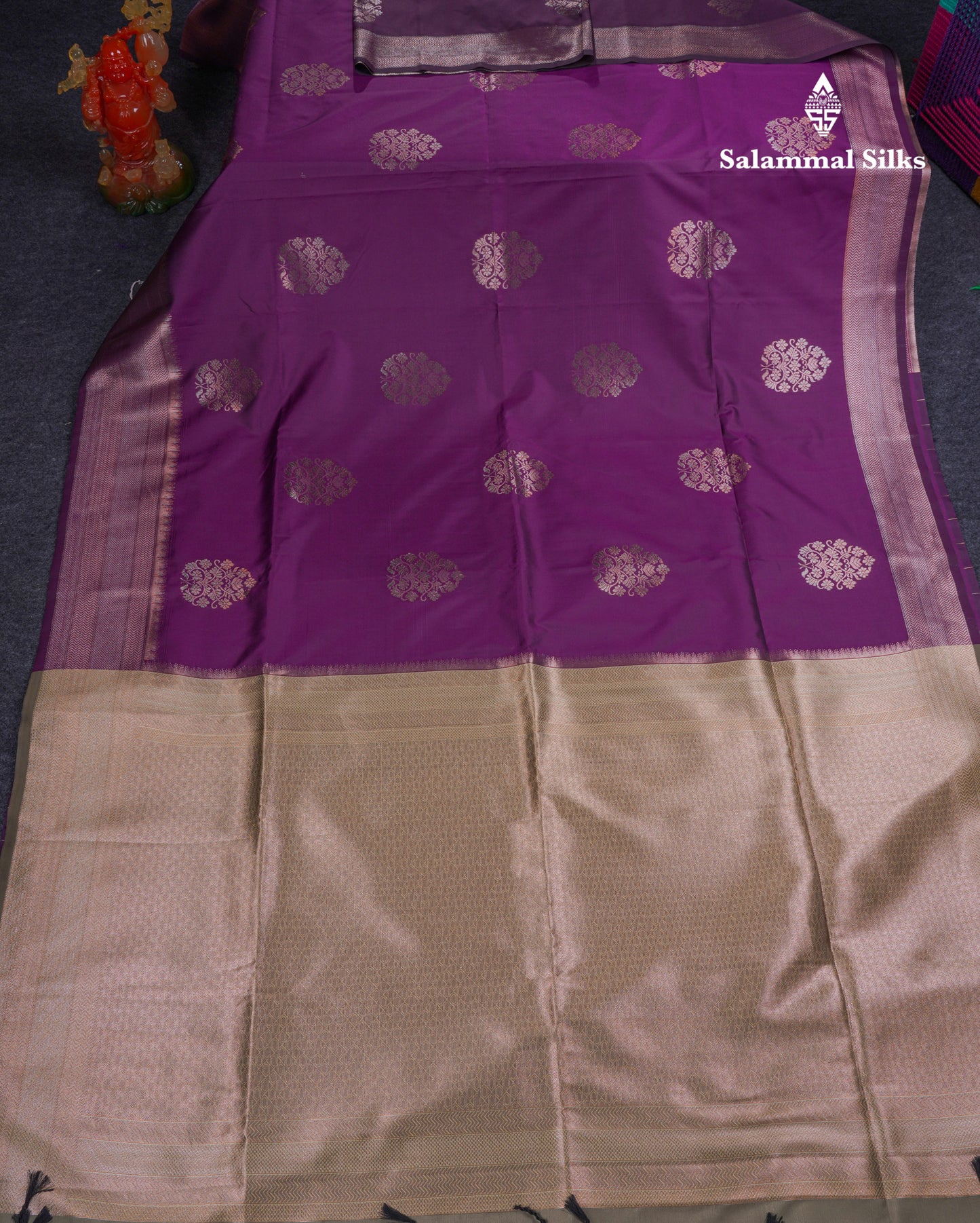 Beautiful Dark Purple Semi Soft Silk Saree With Fancy Border