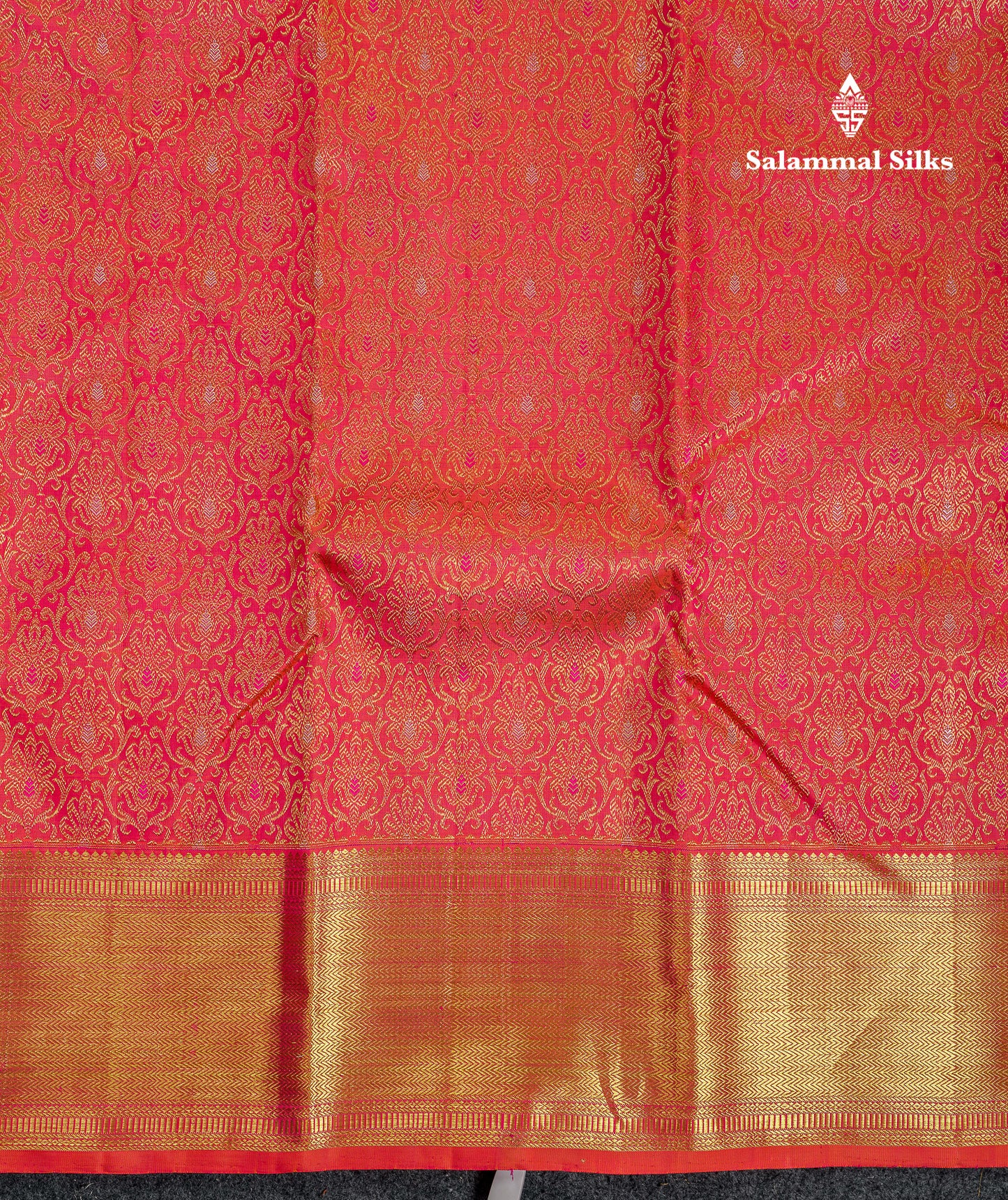 Beautiful Dual Tone Pinkish Orange Menakari Work Bridal Pure Kanjivaram Silk Saree With Traditional Border
