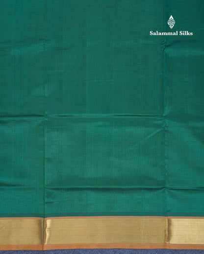 Bottle Green Plain Pure Silk Cotton Saree With Contrast Mustard Yellow Blouse