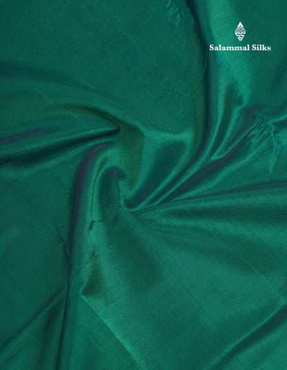 Bottle Green Plain Pure Silk Cotton Saree With Contrast Mustard Yellow Blouse