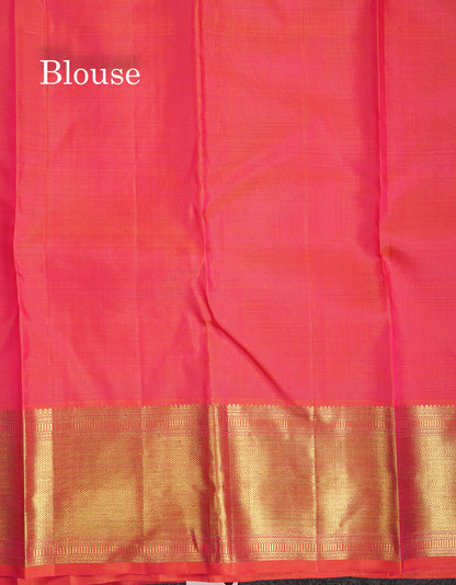 Beautiful Dual Tone Pinkish Orange Menakari Work Bridal Pure Kanjivaram Silk Saree With Traditional Border