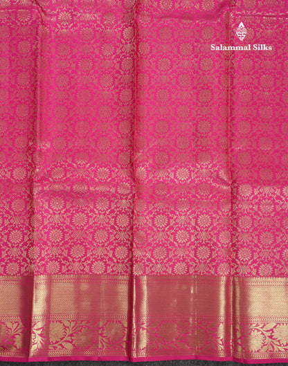 Beautiful Dual Tone Pink Bridal Pure Kanjivaram Silk Saree With Traditional Border