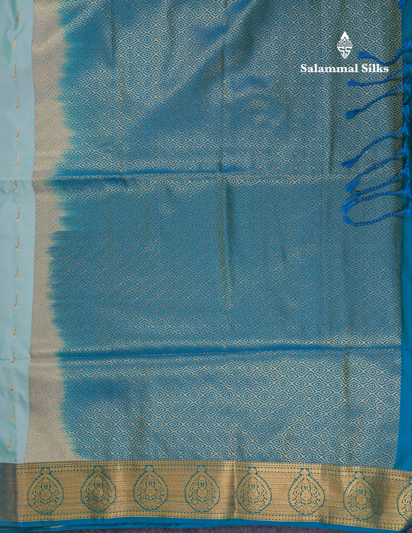 Beautiful Light Rexona Green Semi Soft Silk Saree With Contrast Peacock Blue Border